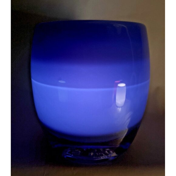 Glass.ful Votive Candle Holder Blue Berry Handblown Cased Glass Canadian - Picture 8 of 9